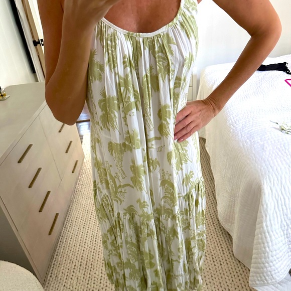 Palm tree tropical print sundress in lime green - Picture 8 of 10